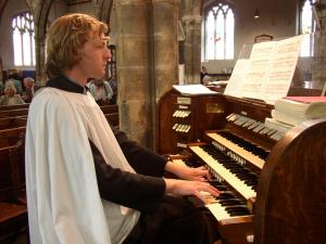 The console of the organ of St Peter's Church,
	Nottingham